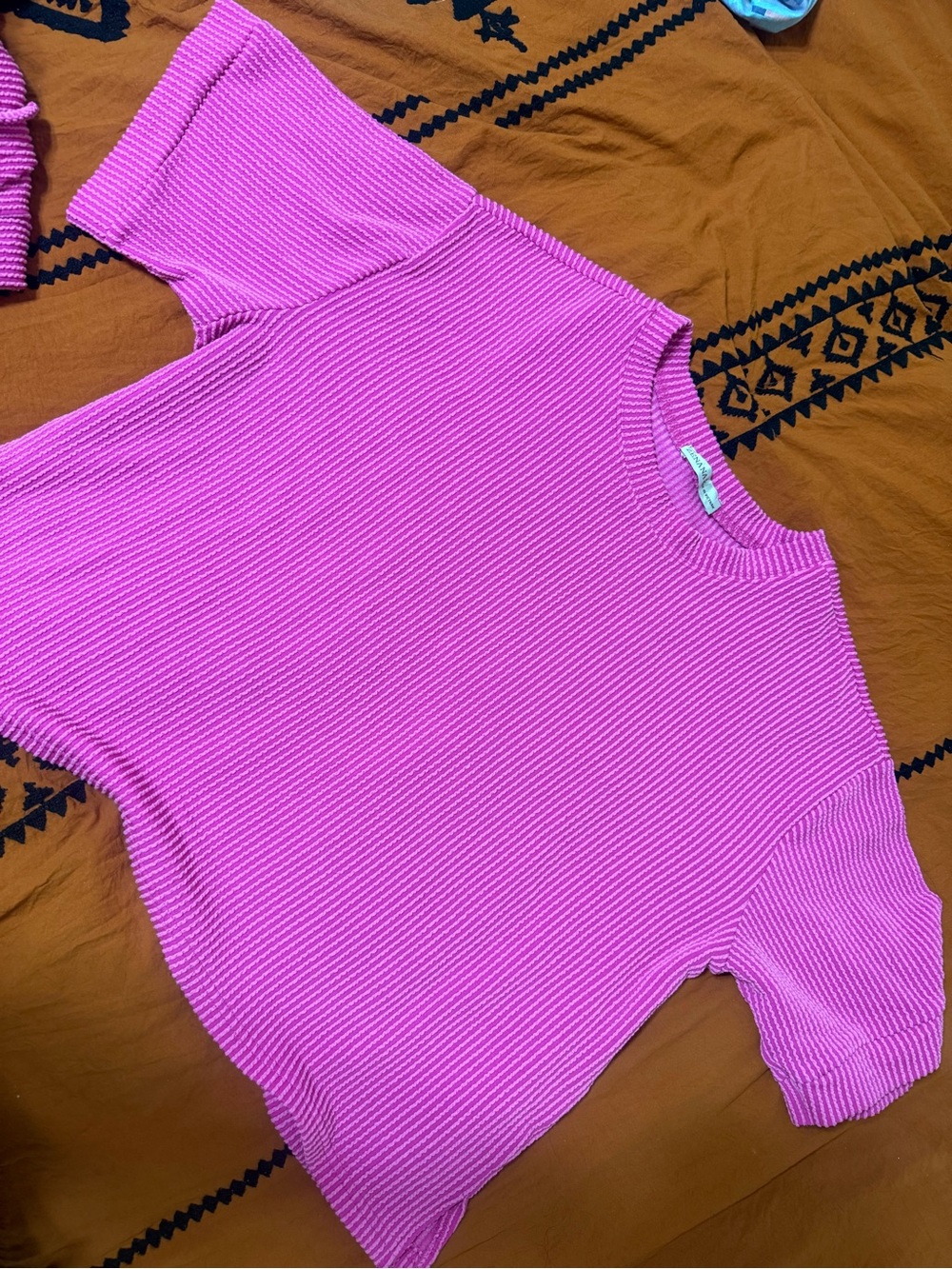 Women’s Ribbed Pink Short Set - Picture 3 of 3